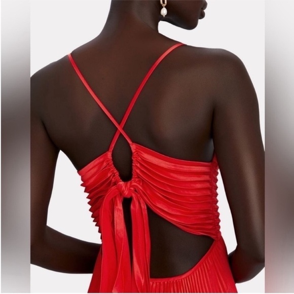 ALC Gemini Pleated Midi Dress Red NWT - Picture 4 of 11